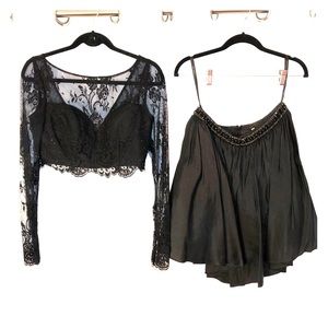 Sherri Hill 2 piece black dress set.